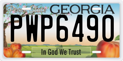 GA license plate PWP6490