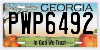 GA license plate PWP6492