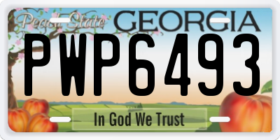 GA license plate PWP6493
