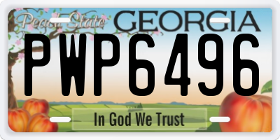 GA license plate PWP6496
