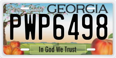 GA license plate PWP6498