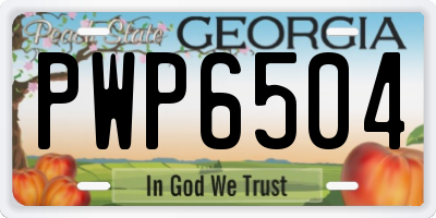 GA license plate PWP6504