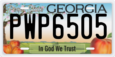 GA license plate PWP6505