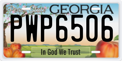 GA license plate PWP6506
