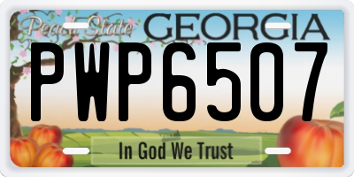 GA license plate PWP6507