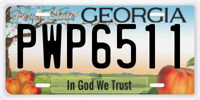 GA license plate PWP6511