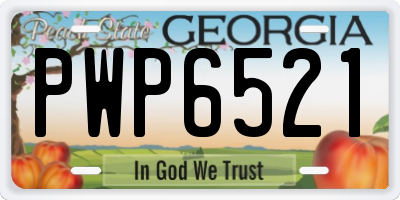 GA license plate PWP6521