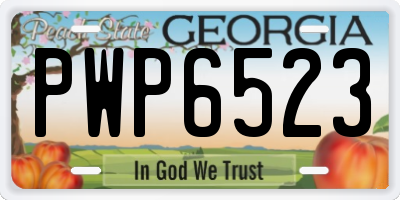 GA license plate PWP6523