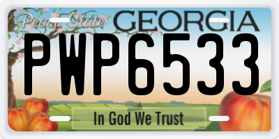 GA license plate PWP6533