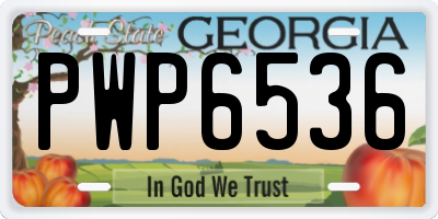 GA license plate PWP6536