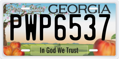 GA license plate PWP6537