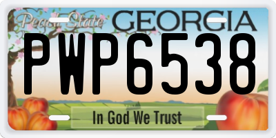GA license plate PWP6538