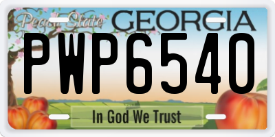 GA license plate PWP6540