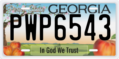 GA license plate PWP6543