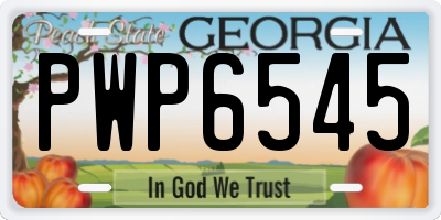 GA license plate PWP6545