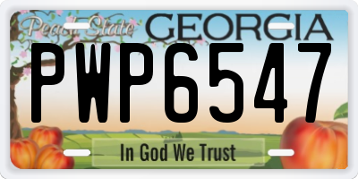 GA license plate PWP6547