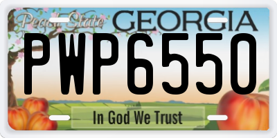 GA license plate PWP6550