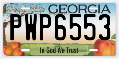 GA license plate PWP6553