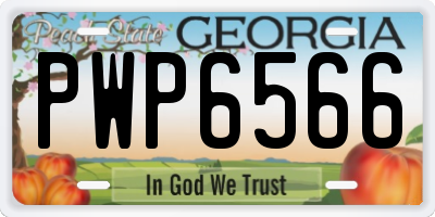 GA license plate PWP6566