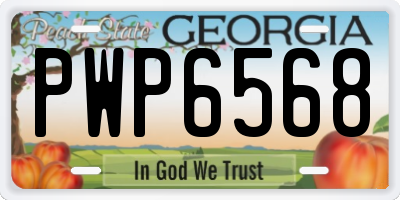 GA license plate PWP6568