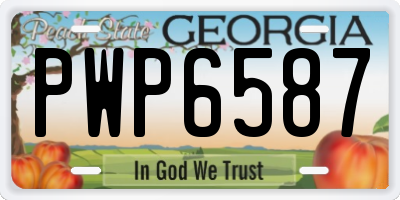 GA license plate PWP6587
