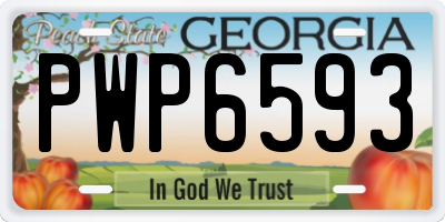 GA license plate PWP6593