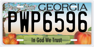 GA license plate PWP6596