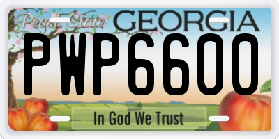 GA license plate PWP6600