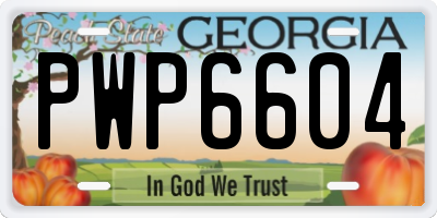 GA license plate PWP6604