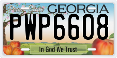 GA license plate PWP6608