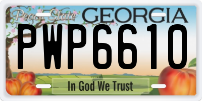 GA license plate PWP6610