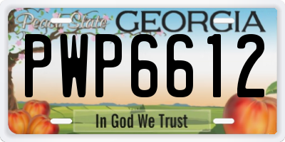 GA license plate PWP6612