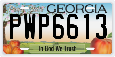 GA license plate PWP6613