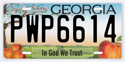 GA license plate PWP6614