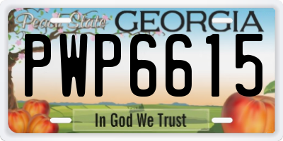 GA license plate PWP6615