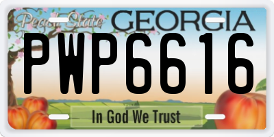 GA license plate PWP6616