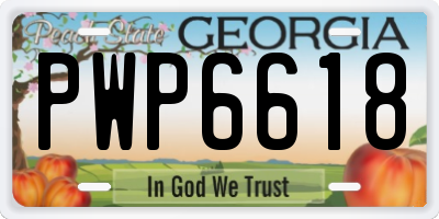 GA license plate PWP6618