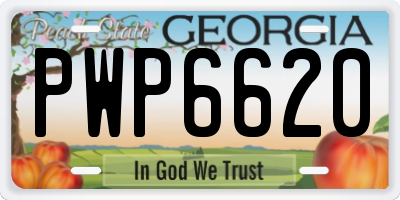 GA license plate PWP6620
