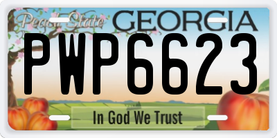 GA license plate PWP6623