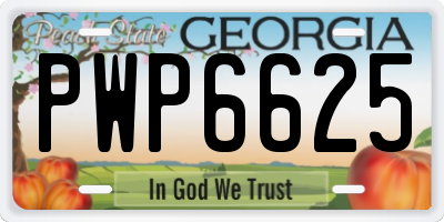 GA license plate PWP6625