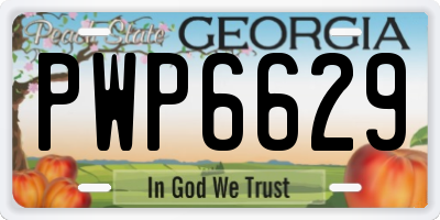 GA license plate PWP6629