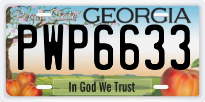 GA license plate PWP6633
