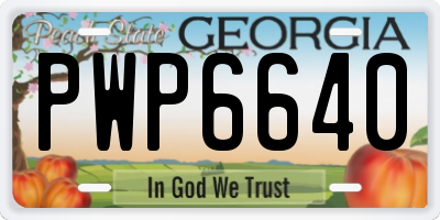 GA license plate PWP6640