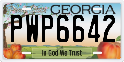 GA license plate PWP6642