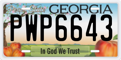 GA license plate PWP6643