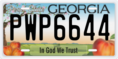 GA license plate PWP6644