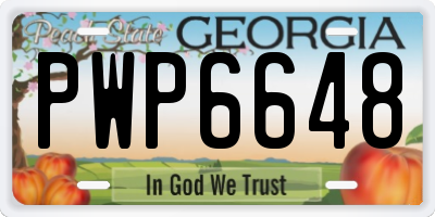 GA license plate PWP6648