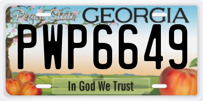 GA license plate PWP6649