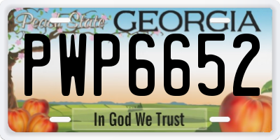 GA license plate PWP6652