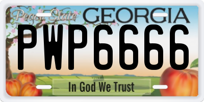 GA license plate PWP6666